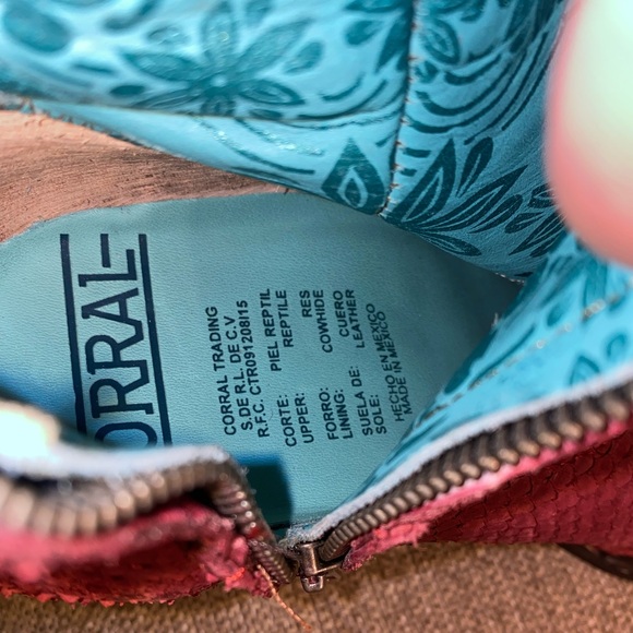 Corral Red Python Tall Top Full Exotic A4194 - Picture 6 of 13